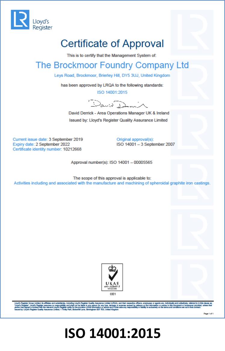 ISO 14001 expires 2 Sep 2022